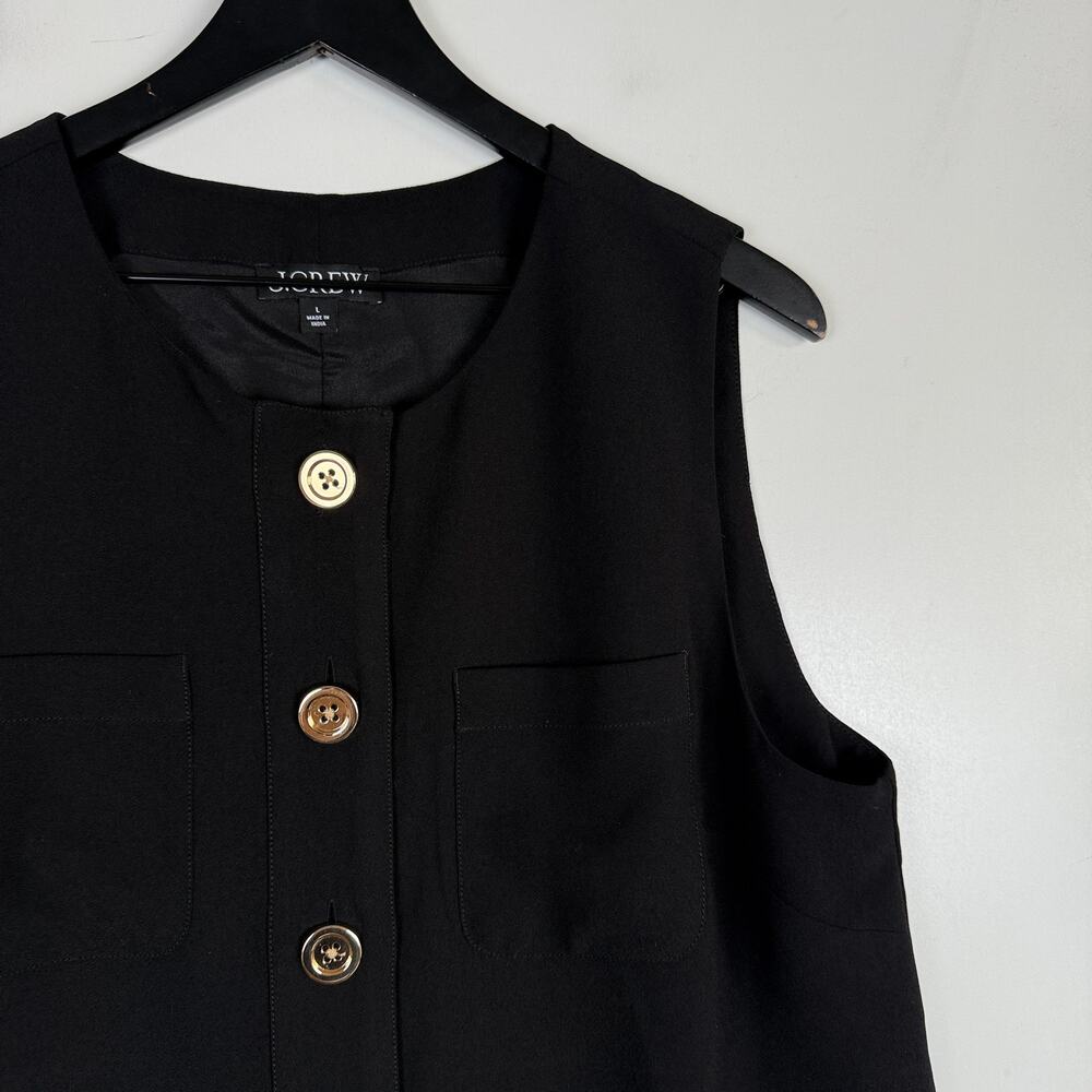 J.Crew Tunic Shift Mini Dress Black Crepe - L - Picture 3 of 8